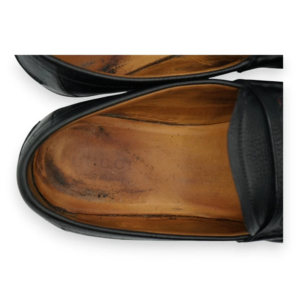 Gucci Black Leather GG Interlocking Men's Loafers Size 10.5 Retail $650‎